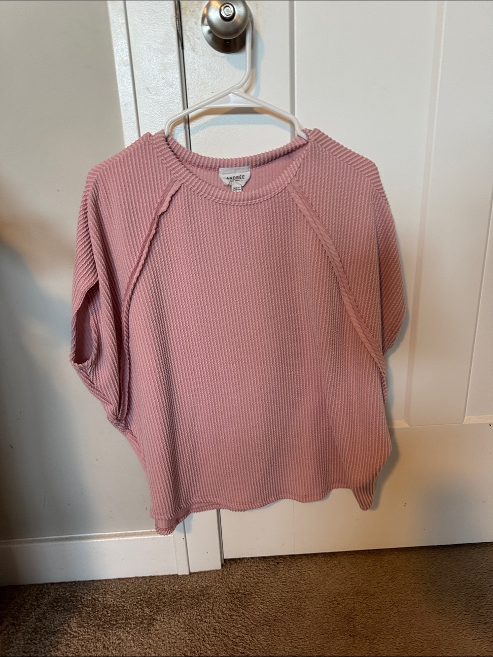 Andree Waffle-Knit Pullover Top - Dusty Rose